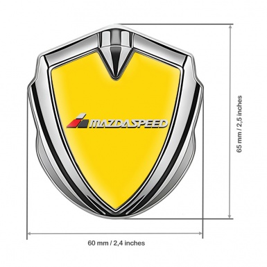 Mazda Speed Emblem Self Adhesive Silver Yellow Base White Red Logo