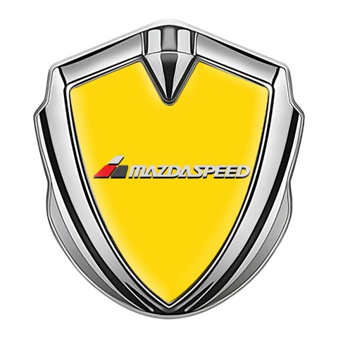 Mazda Speed Emblem Self Adhesive Silver Yellow Base White Red Logo