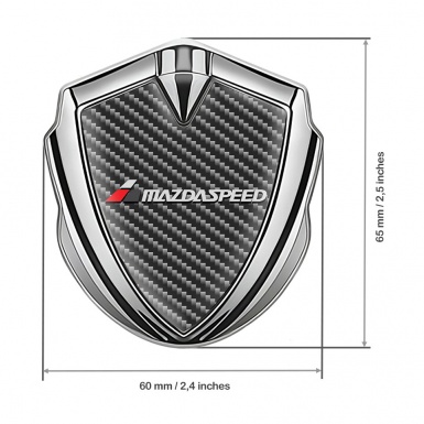 Mazda Speed Domed Emblem Badge Silver Dark Carbon Grey Logo Edition