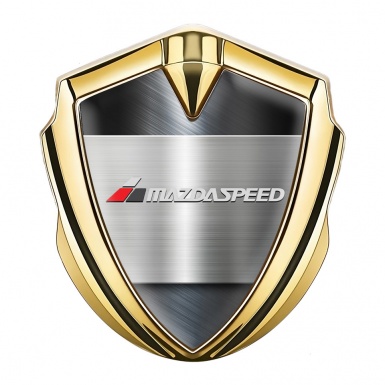 Mazda Speed 3d Emblem Badge Gold Polished Steel Grey Logo Design