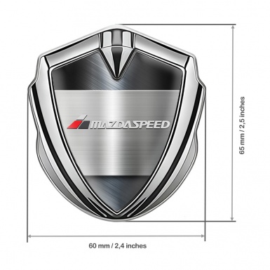 Mazda Speed 3d Emblem Badge Silver Polished Steel Grey Logo Design