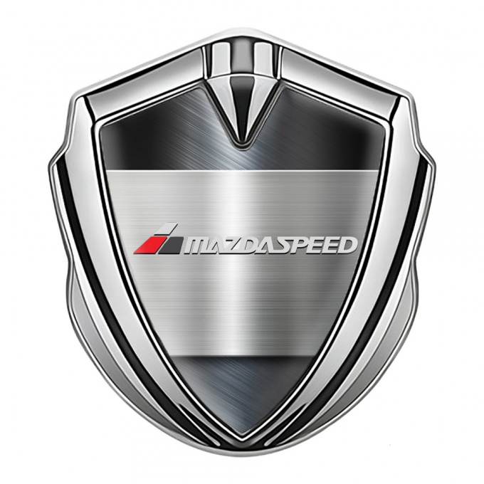 Mazda Speed 3d Emblem Badge Silver Polished Steel Grey Logo Design