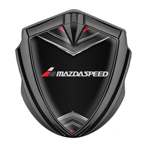 Mazda Speed Emblem Car Badge Graphite Black Fishnet Grey Logo Motif