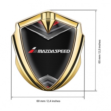Mazda Speed Emblem Car Badge Gold Black Fishnet Grey Logo Motif