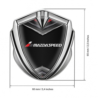 Mazda Speed Emblem Car Badge Silver Black Fishnet Grey Logo Motif