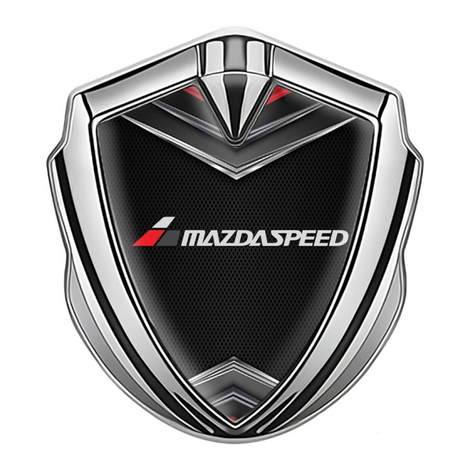 Mazda Speed Emblem Car Badge Silver Black Fishnet Grey Logo Motif