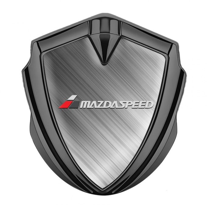 Mazda Speed Emblem Silicon Badge Graphite Brushed Steel Grey Logo Motif