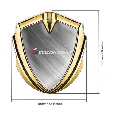 Mazda Speed Emblem Silicon Badge Gold Brushed Steel Grey Logo Motif