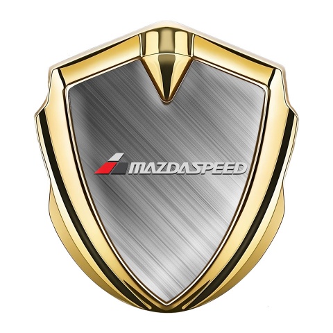Mazda Speed Emblem Silicon Badge Gold Brushed Steel Grey Logo Motif