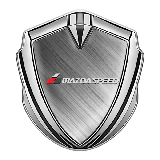 Mazda Speed Emblem Silicon Badge Silver Brushed Steel Grey Logo Motif