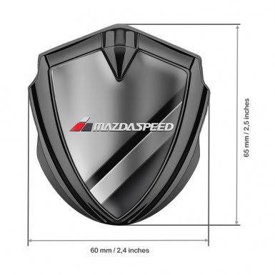 Mazda Speed Metal Domed Emblem Graphite Polished Steel Grey Logo Motif