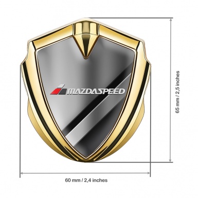 Mazda Speed Metal Domed Emblem Gold Polished Steel Grey Logo Motif