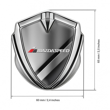 Mazda Speed Metal Domed Emblem Silver Polished Steel Grey Logo Motif