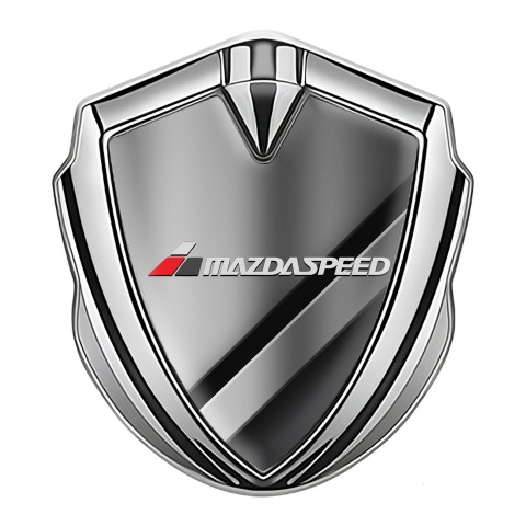 Mazda Speed Metal Domed Emblem Silver Polished Steel Grey Logo Motif