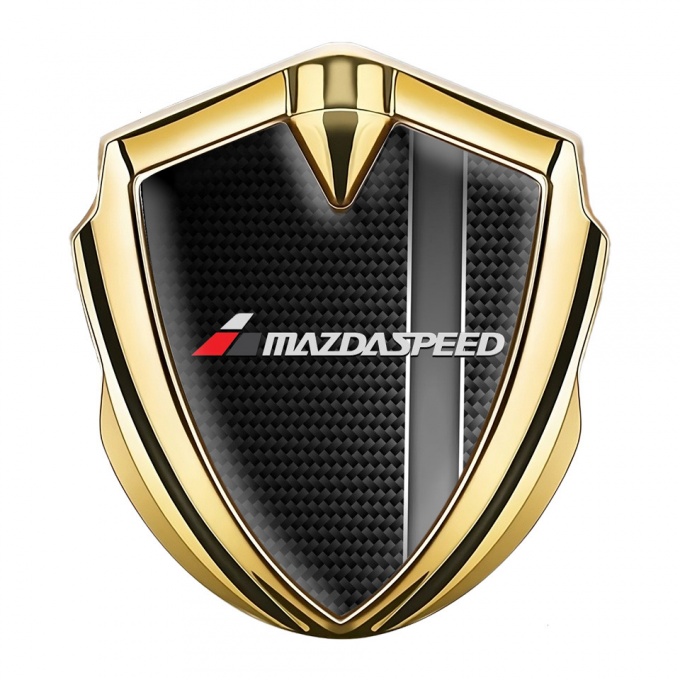 Mazda Speed Badge Self Adhesive Gold Black Carbon Sport Stripe