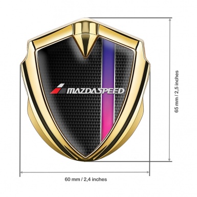 Mazda Speed Emblem Fender Badge Gold Black Carbon Color Sport Stripe