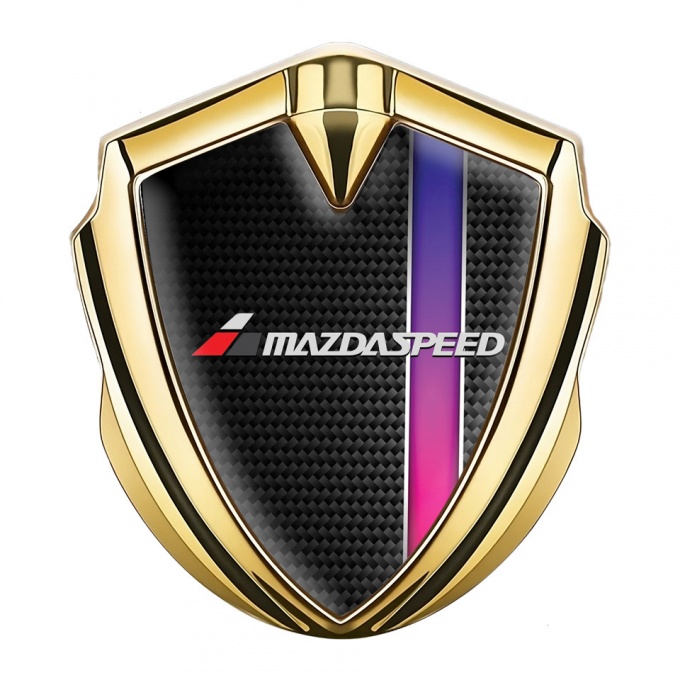 Mazda Speed Emblem Fender Badge Gold Black Carbon Color Sport Stripe