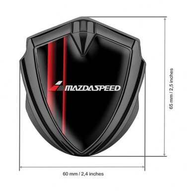 Mazda Speed Metal Emblem Self Adhesive Graphite Black Base Crimson Stripes