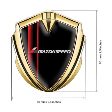 Mazda Speed Metal Emblem Self Adhesive Gold Black Base Crimson Stripes