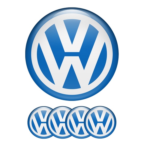 VW Volkswagen Domed Stickers Wheel Center Cap Blue Classic