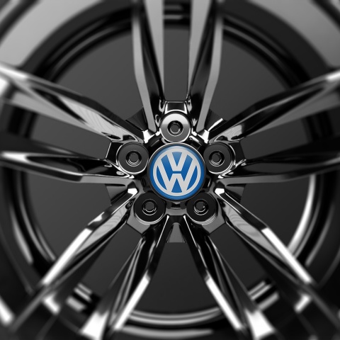 VW Volkswagen Domed Stickers Wheel Center Cap Blue Classic