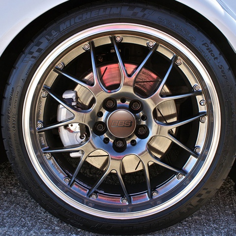 BBS Wheel Center Cap Domed Stickers Leather Style