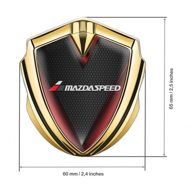 Mazda Speed Emblem Self Adhesive Gold Dark Mesh Red Sides Edition