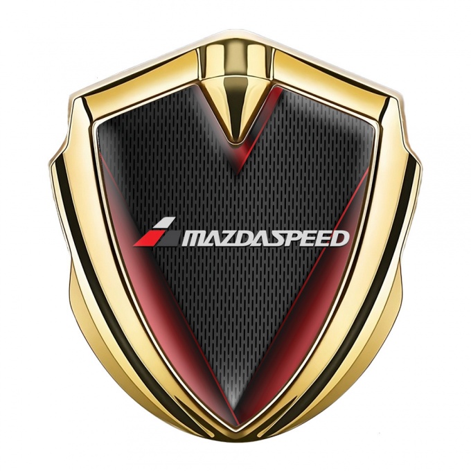 Mazda Speed Emblem Self Adhesive Gold Dark Mesh Red Sides Edition