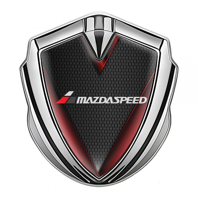 Mazda Speed Emblem Self Adhesive Silver Dark Mesh Red Sides Edition