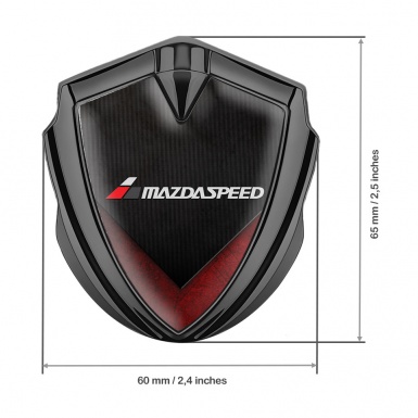 Mazda Speed Metal Emblem Badge Graphite Dark Texture Red Fragments
