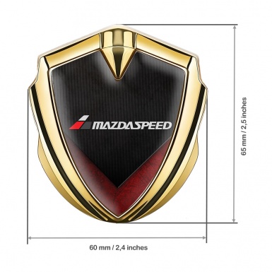 Mazda Speed Metal Emblem Badge Gold Dark Texture Red Fragments