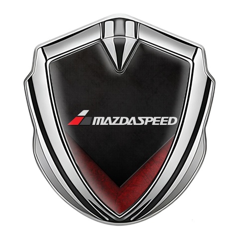 Mazda Speed Metal Emblem Badge Silver Dark Texture Red Fragments