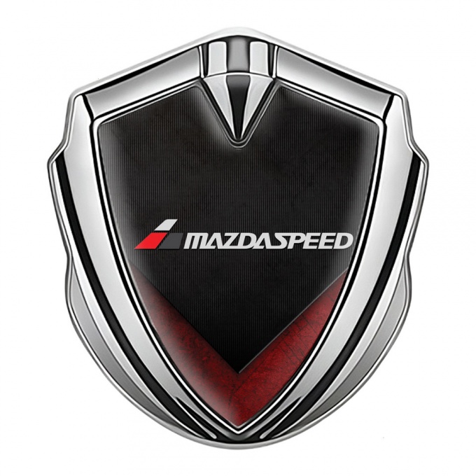 Mazda Speed Metal Emblem Badge Silver Dark Texture Red Fragments