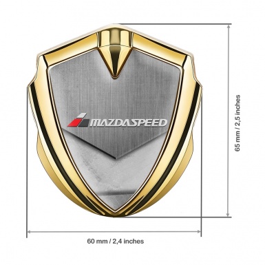 Mazda Speed Domed Emblem Badge Gold Tarmac Texture Grey Logo