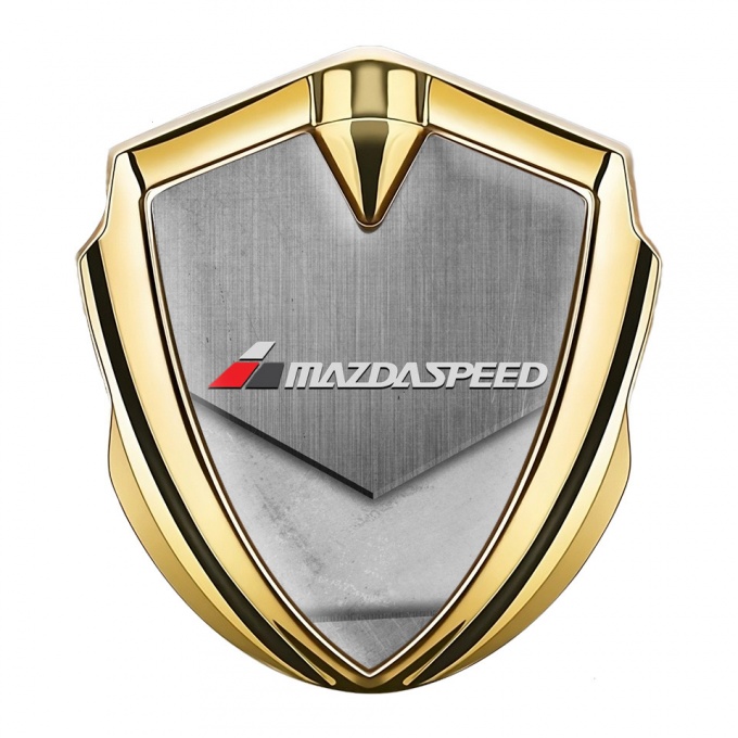 Mazda Speed Domed Emblem Badge Gold Tarmac Texture Grey Logo