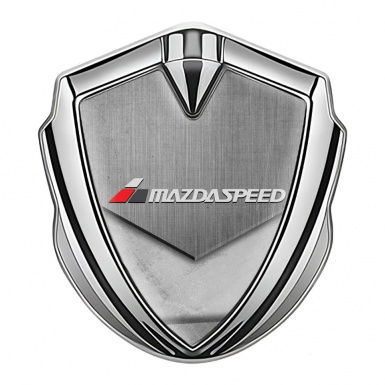 Mazda Speed Domed Emblem Badge Silver Tarmac Texture Grey Logo