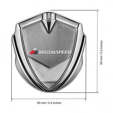 Mazda Speed Domed Emblem Badge Silver Tarmac Texture Grey Logo