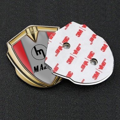 Mazda Emblem Metal Badge Gold Crimson Frame Vintage Logo
