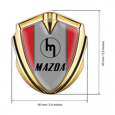 Mazda Emblem Metal Badge Gold Crimson Frame Vintage Logo