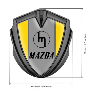 Mazda 3d Emblem Badge Graphite Yellow Frame Vintage Logo Edition