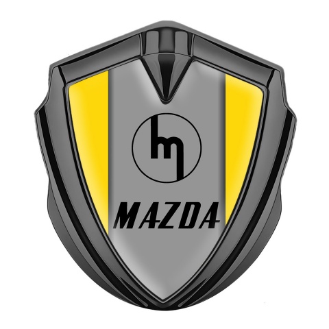 Mazda 3d Emblem Badge Graphite Yellow Frame Vintage Logo Edition