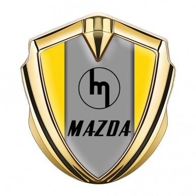 Mazda 3d Emblem Badge Gold Yellow Frame Vintage Logo Edition
