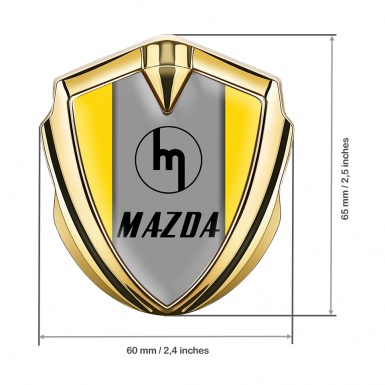 Mazda 3d Emblem Badge Gold Yellow Frame Vintage Logo Edition