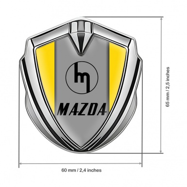 Mazda 3d Emblem Badge Silver Yellow Frame Vintage Logo Edition