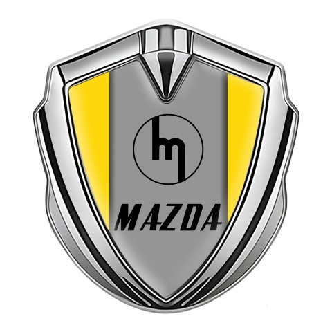 Mazda 3d Emblem Badge Silver Yellow Frame Vintage Logo Edition