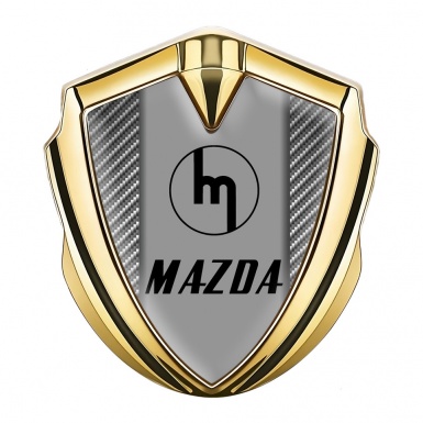 Mazda Emblem Badge Self Adhesive Gold Light Carbon Vintage Logo