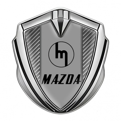 Mazda Emblem Badge Self Adhesive Silver Light Carbon Vintage Logo