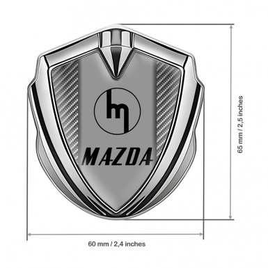 Mazda Emblem Badge Self Adhesive Silver Light Carbon Vintage Logo