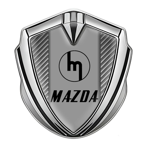 Mazda Emblem Badge Self Adhesive Silver Light Carbon Vintage Logo