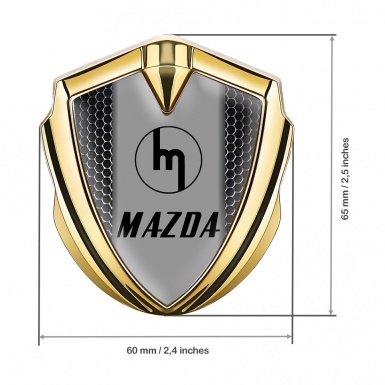 Mazda Silicon Emblem Badge Gold Dark Grate Vintage Logo Design